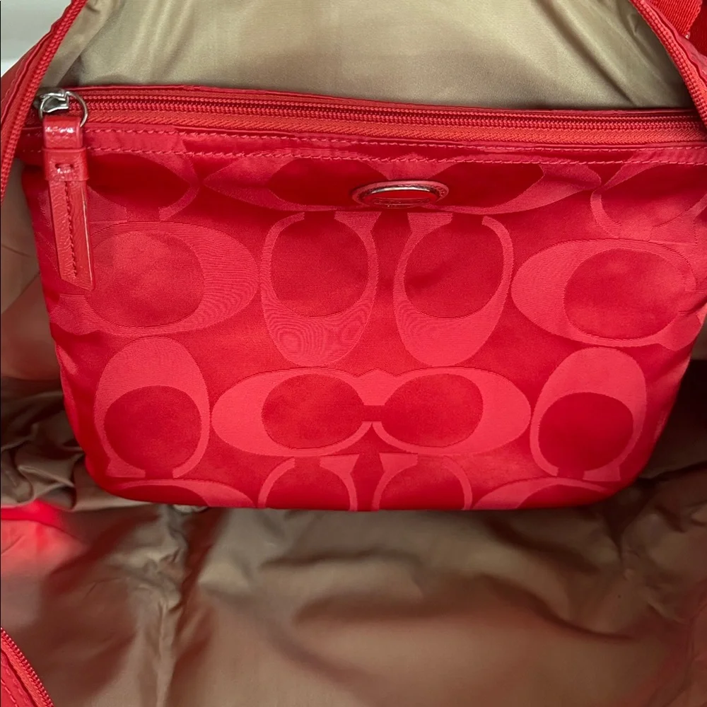 Coach Red Signature Satin Packable Totes NEW 👜 - Picture 8 of 8